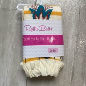 NWT RuffleButts Golden Stripe Floral Footless Ruffle Tights, size 0-6 months